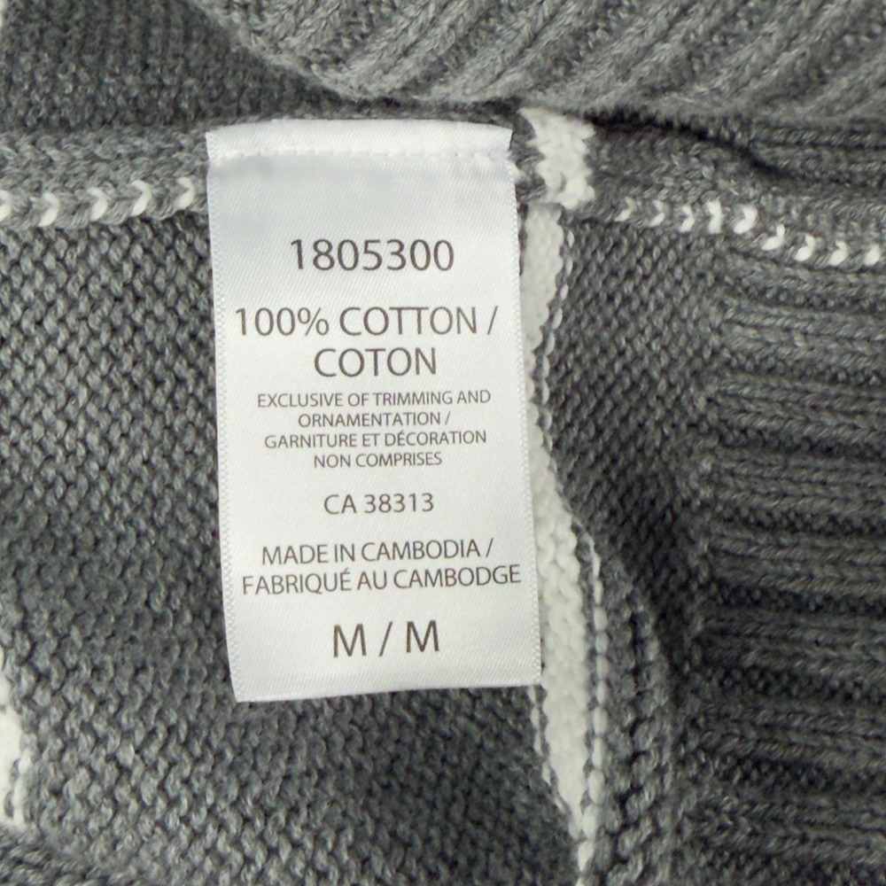United Colors of Benetton Gray Striped Quarter Zip Cotton Knit Sweater - Picture 11 of 12